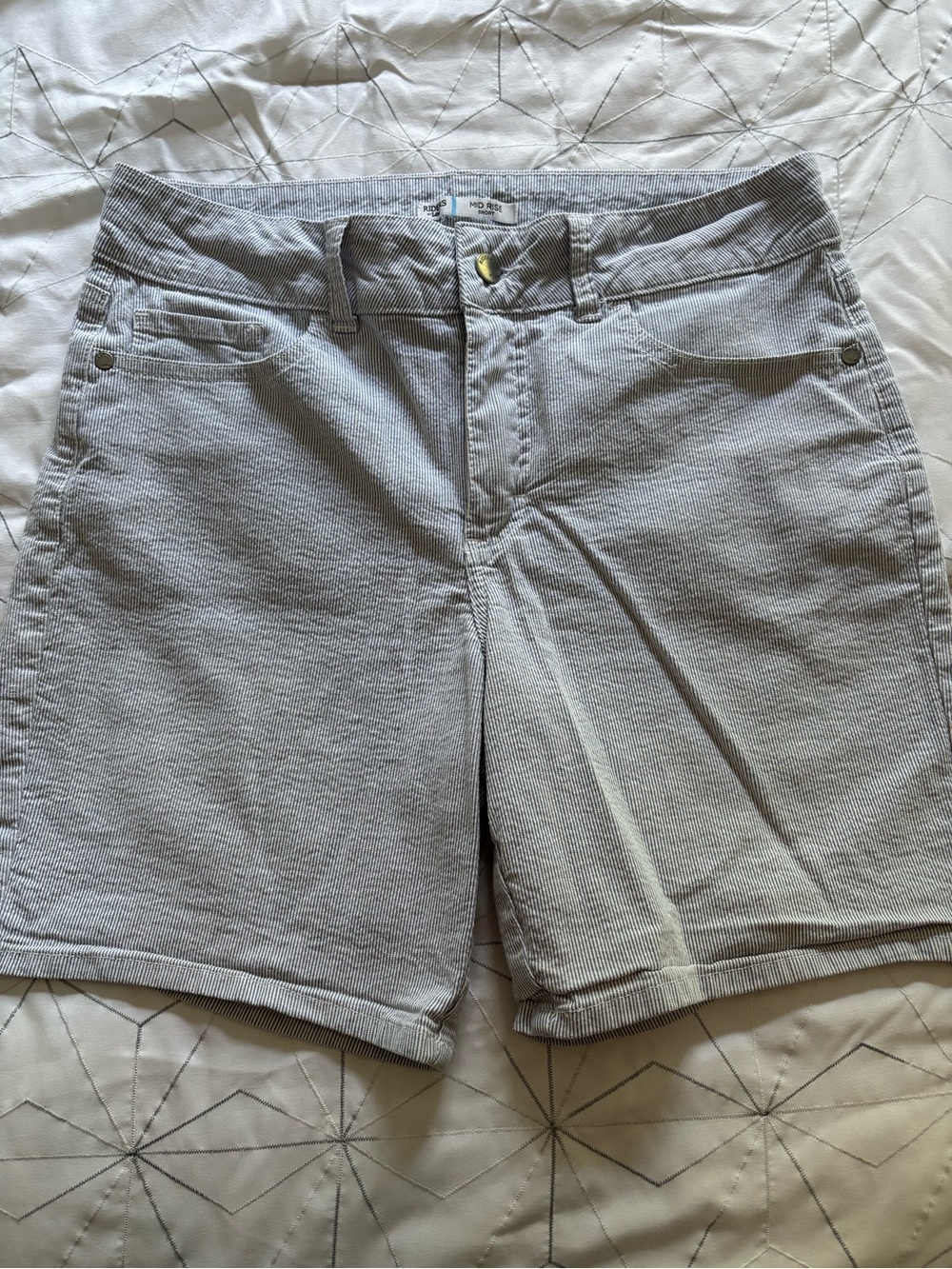 Women’s Light Gray/White Pinstriped Casual Shorts